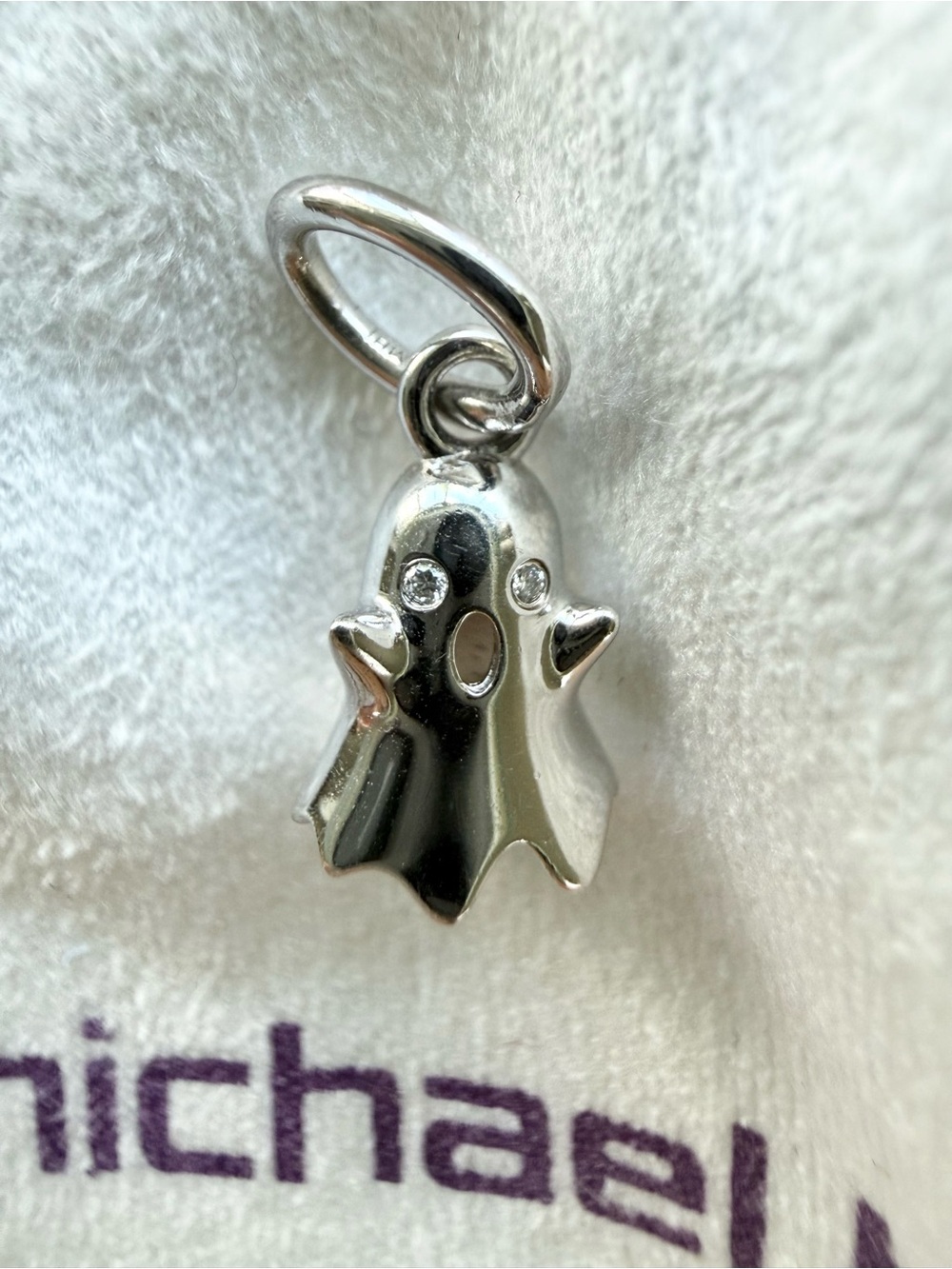 Michael Hill Sterling Silver Ghost Pendant Charm w Diamond Accents